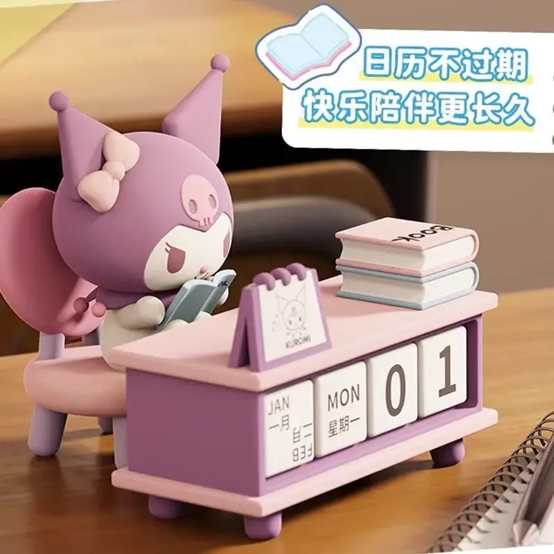 Sanrio Desk Calendar Series Exquisite Anime Peripheral Kuromi Pochacco Static Desktop Decorative Ornaments Kids Toys Gifts