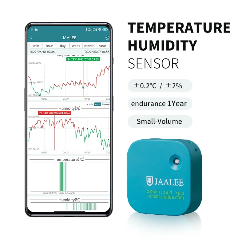 

JAALEE JHT Water-Resistant Indoor/Outdoor Temperature/Humidity/Dewpoint/VPD Smart Sensor Thermometer/Hygrometer Logger Export