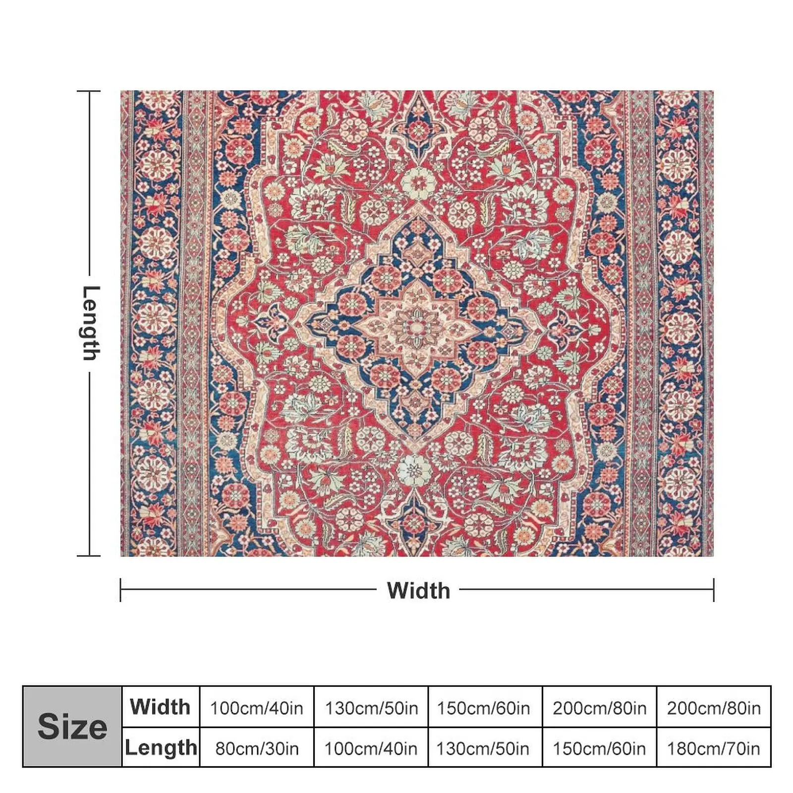 Mohtashem Kashan Central Persian Rug Print Throw Blanket Cute Plaid cosplay anime Blankets