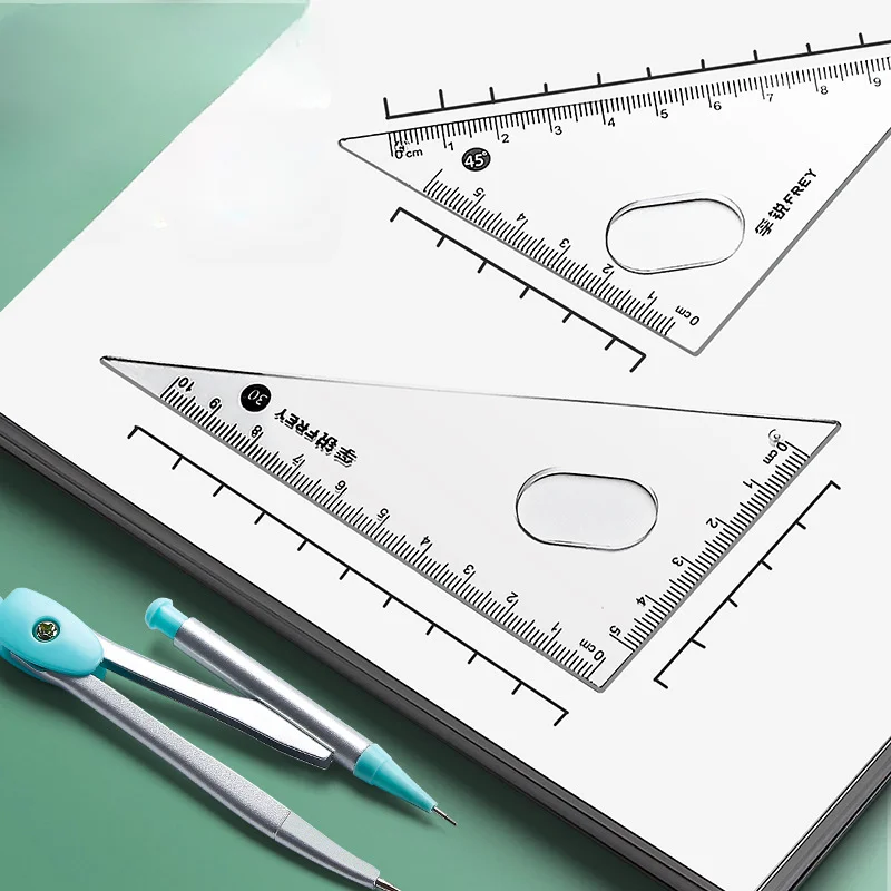 7 adet/takım cetveller geometri matematik çizim aracı kırtasiye cetveller taslak malzemeleri çocuklar cetvel pusula ile Metal kutu okul malzemeleri