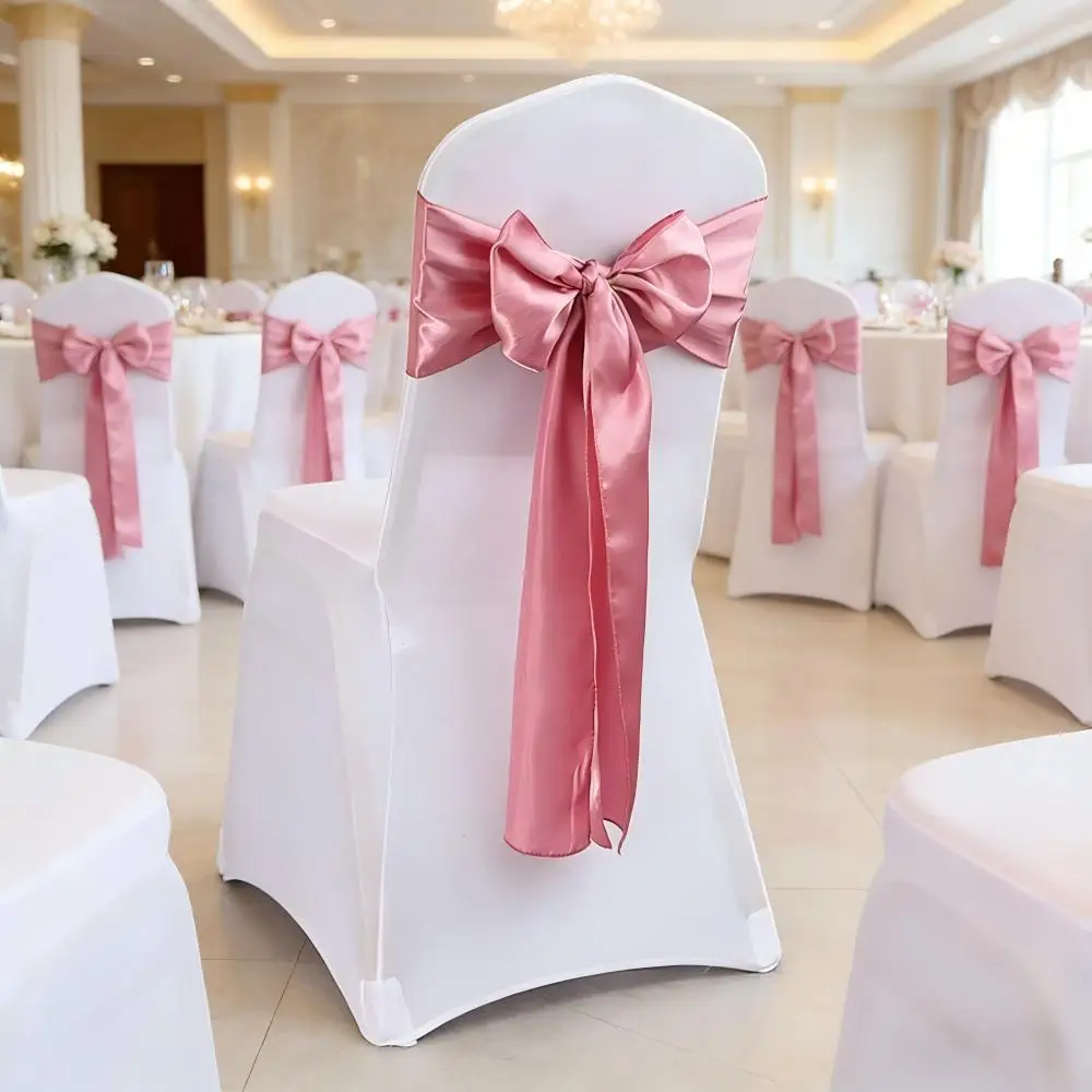 Hochzeit Dekoration Geburtstag Party Dunkelgrün Farbe Stuhl Schärpe Satin Selbst Krawatte Bands Knoten Hotel Bankett Weiß Stuhl Abdeckung Dekor – Detail 25