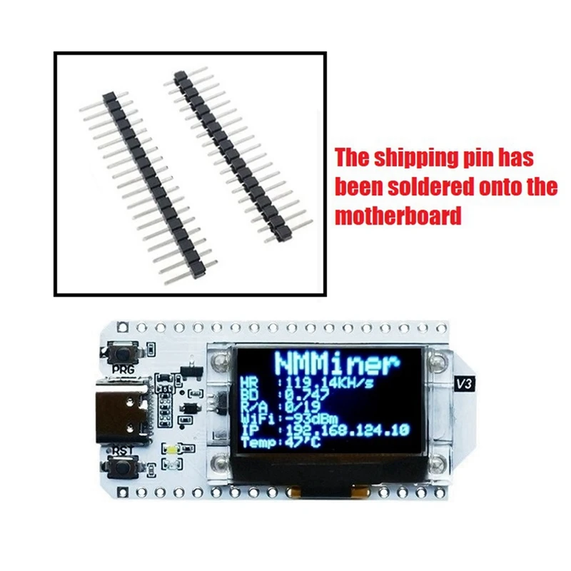 

Nerdminer 119KH/S Hash Rate 0.96 Inch OLED Screen Bitcoin Solo Miner Nerd Miner BTC Lottery Miner Soldering Pin Header