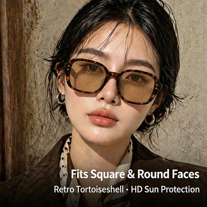 Square Polarized Sunglasses, Fashion Versatile Cat Eye Shades, Premium Texture Eyewear for Women