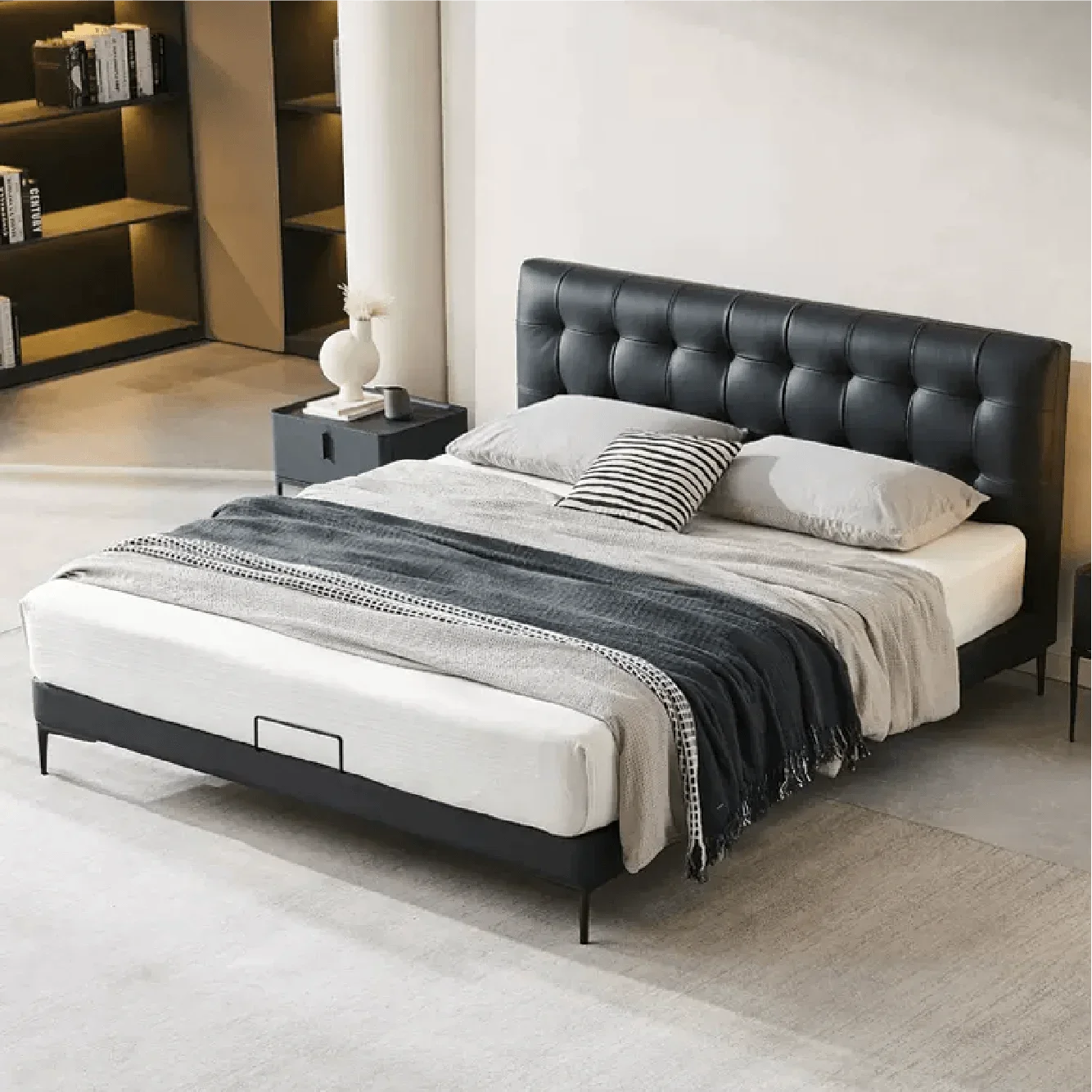 

ABCSolid Wood Furniture Modern Single Double Bed Frame Storage Space Comfortable Up-Holstered Beds Genuine