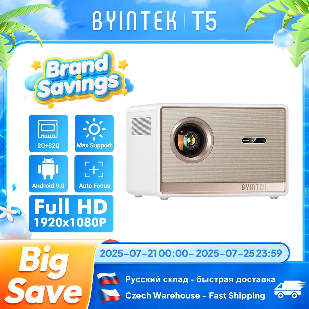 جهاز عرض BYINTEK PLATO T5 4K Full HD 1080P 1000ANSI ذكي أندرويد 9.0 ثنائي النطاق واي فاي 6 Projetor أجهزة عرض المسرح المنزلي للمكتب
