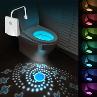Toilet Light Motion Sensor 16 Colors Changing LED Night Light with Star Projection Light Rechargable Toilet Bowl Light LED Gifts