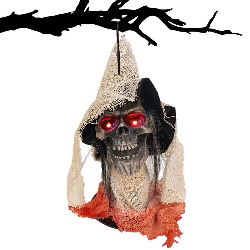 

Halloween Skeleton Statue Eerie Skull Ghost Prop With Glowing Eyes And Creepy Sound Halloween Decorations For Parties Haunted