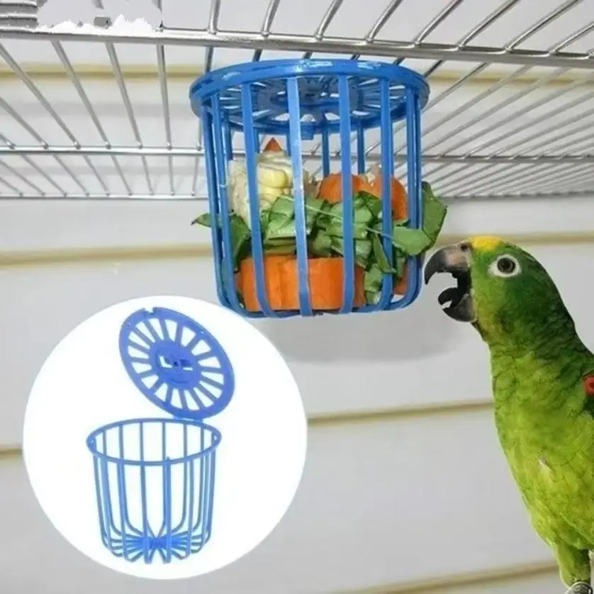 Cute Parrot Feeder Hanging Basket Container Fruit And Vegetable Rack 1Pcs Durable Cage Accessory Toy Pet Bird Daily Feed Decor