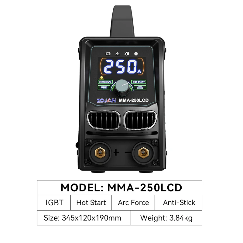 Portable MMA Welder With LCD Display IGBT Tech Anti-Stick Arc Force For Cast Iron Carbon Steel Home DIY Metal Welding Equipment