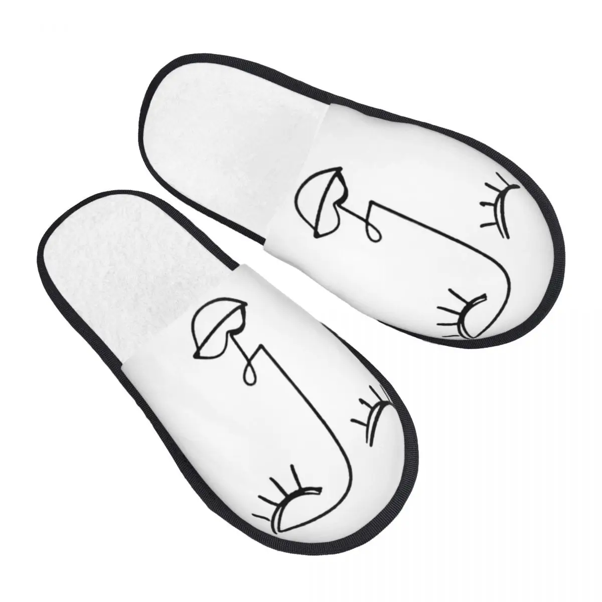 One Line Face Art House Slippers Women Cozy Memory Foam Pablo Picasso Slip On Bedroom Slipper Shoes