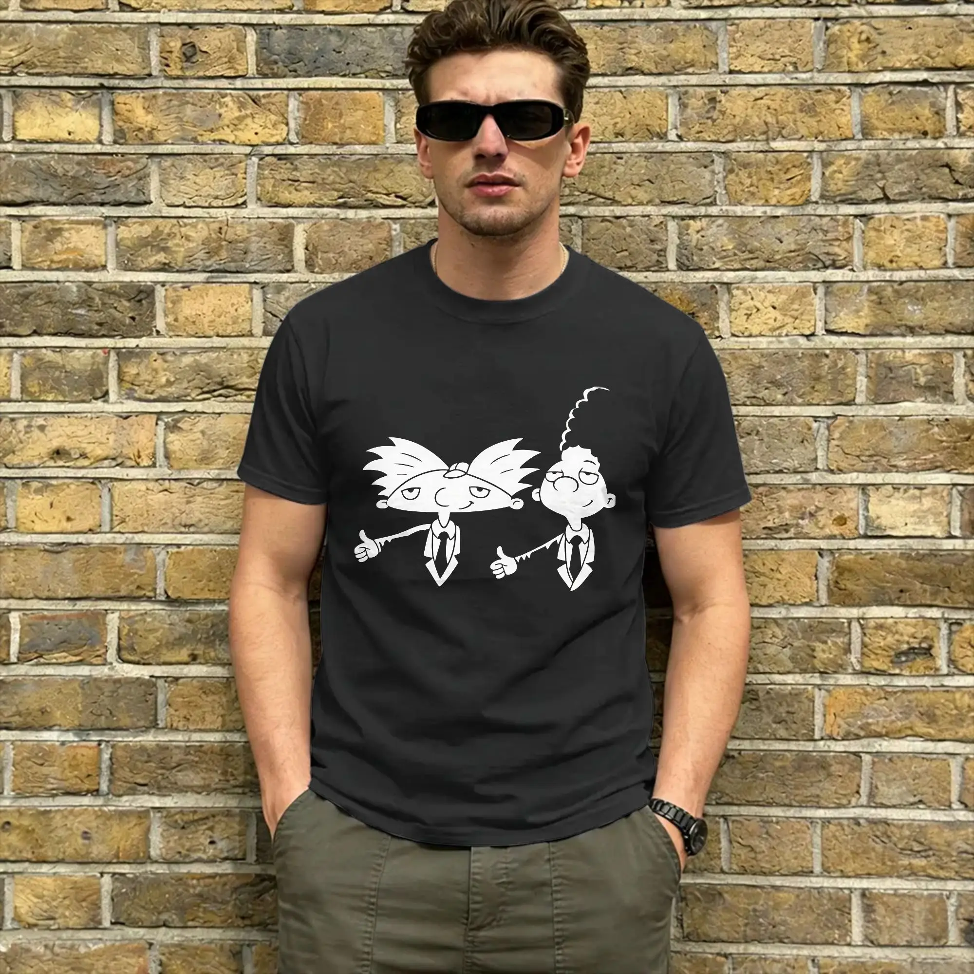 Hey Arnold Cartoon T-Shirt Beach  Pure Cotton T Shirts For Man Hip Hop Custom DIY Tee Shirt Short Sleeve Y2K Basic Tops