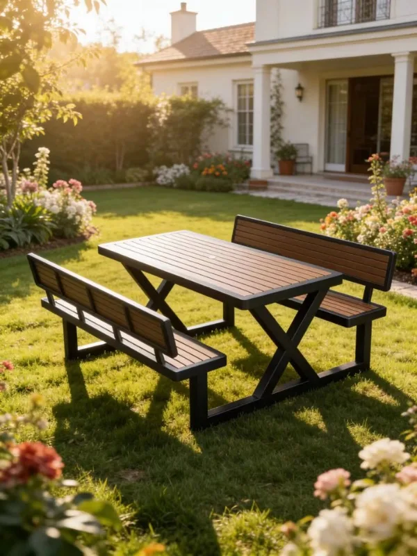 Metal frame movable table and chair courtyard garden park commercial waterproof leisure