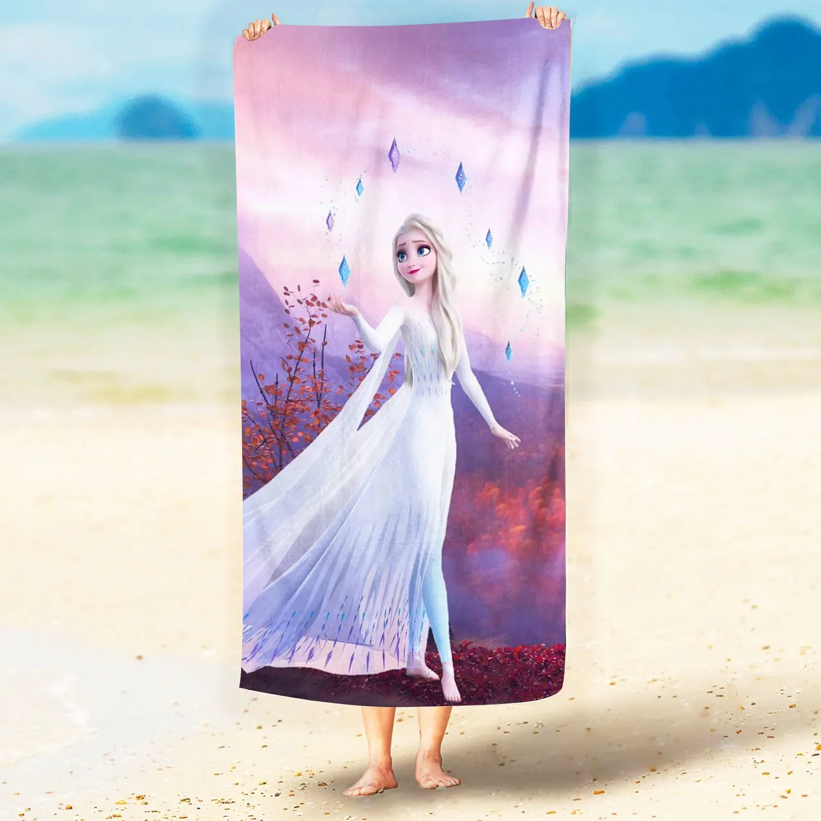 

Frozen Princess Beach Towel Disney Cartoon Cute Decor Bath Girls Children Hand Towels for Bathroom Deals Home Shower Travel