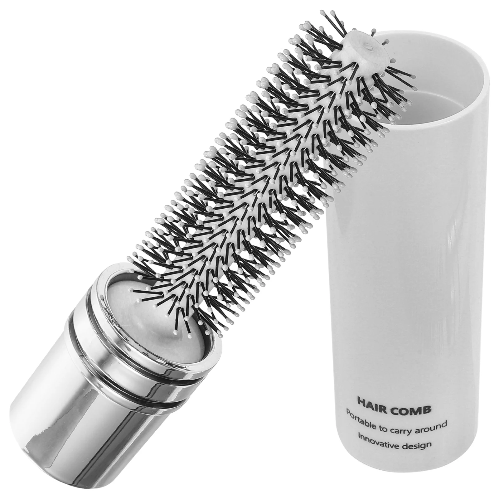 

Portable Curling Comb Hairbrush Retractable Round Bristles Women Abs Travel Styling Blow Drying Roller Brush Curl Training