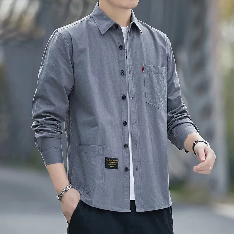 Men's Casual Long Sleeve Shirt Loose Fit Sun Protection Fashionable Workwear Outerwear Polyester Cotton Blend Autumn Wear