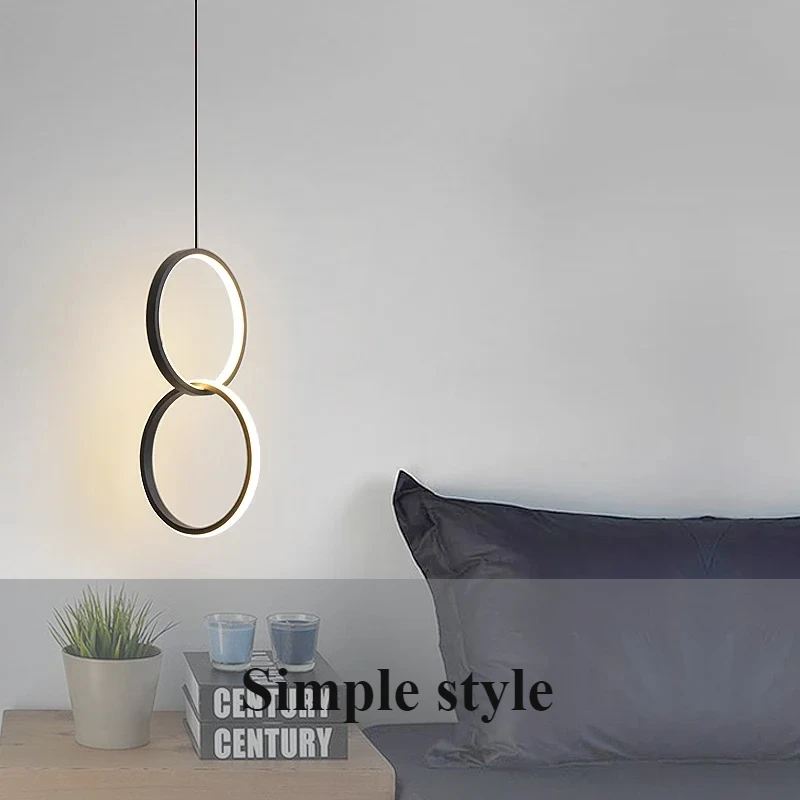 Nordic Modern Led Single-head Long Line Chandelier Living Room Restaurant Cafe Bar Decoration Bedside Round Chandelier