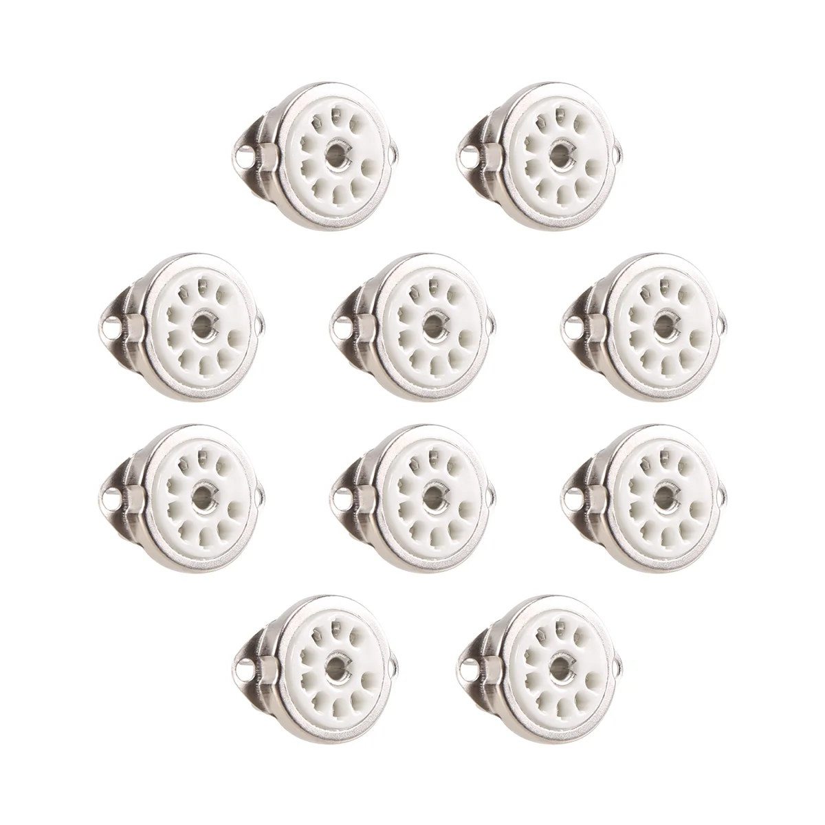 N84R 10PCS Ceramic B9A Silver-Plated 9Pin Vacuum Tube Socket Panel Chassis Mount for ECC81 ECC82 ECC83 EL84 6922 Vacuum Tube