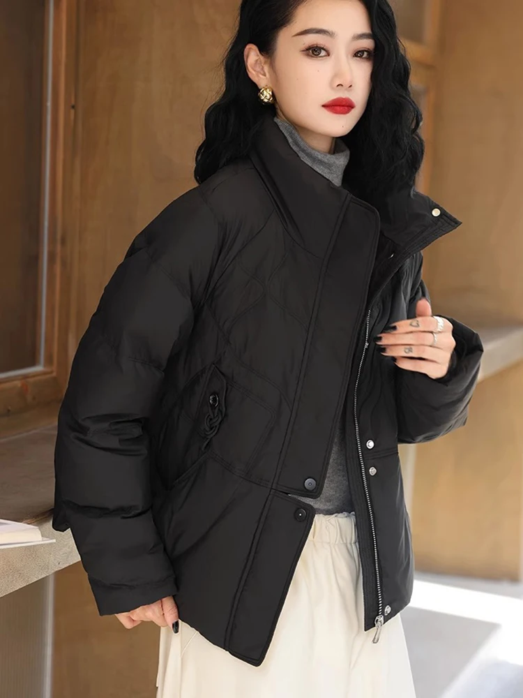 アマックス ルルエ イギリスデザイン パーカー 冬 レディース 暖かい ファッション ゆったり ダックダウンジャケット 2025 レディース カジュアル クラシック 無地 スノーコート