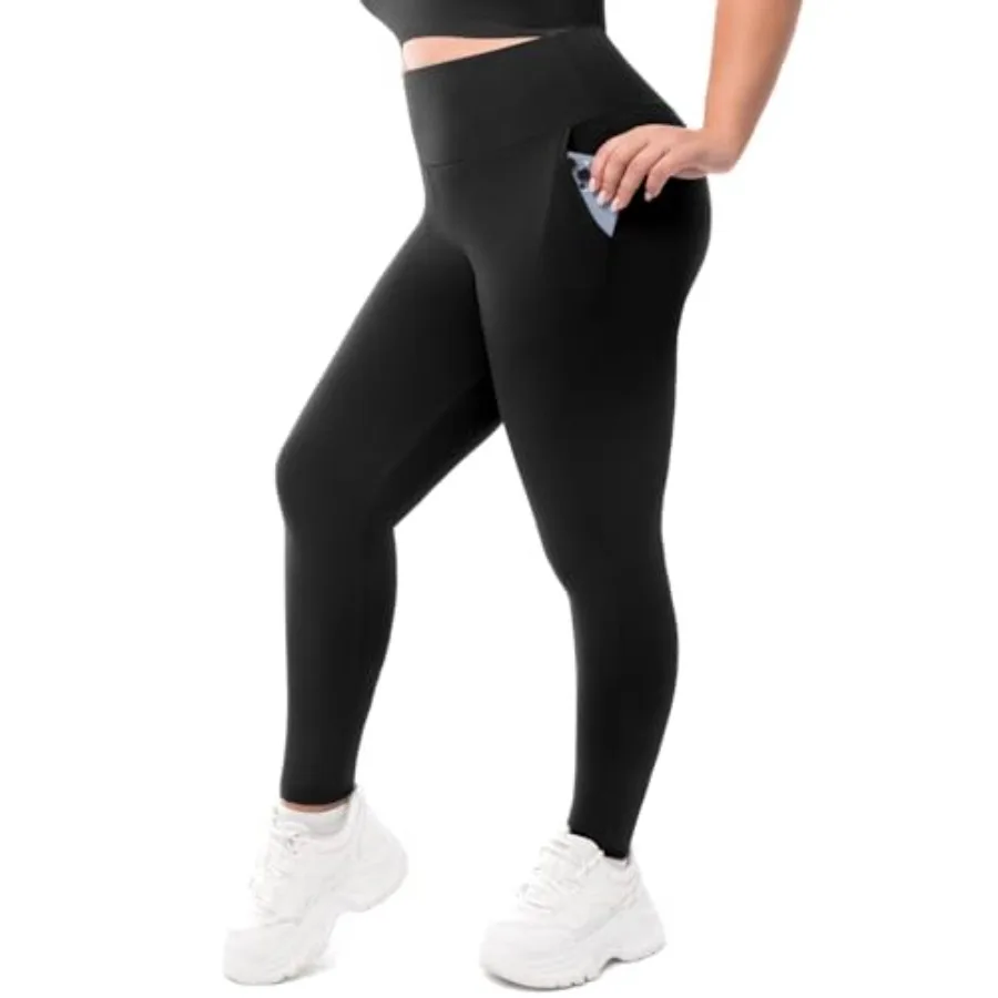 

Leafigure Plus Size Leggings with Pockets for Women - High Waisted Buttery Soft Yoga Leggings for Workout