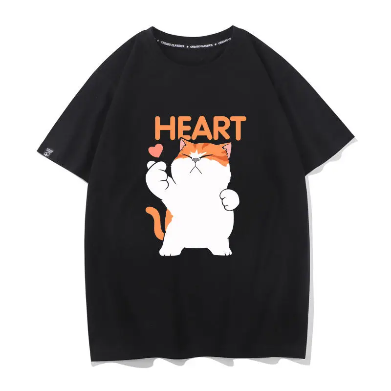 Dog Pattern Pure Cotton Cartoon Print Men's and Women's Personalized Casual Short Sleeved New Fashion Trend Loose T-shirt