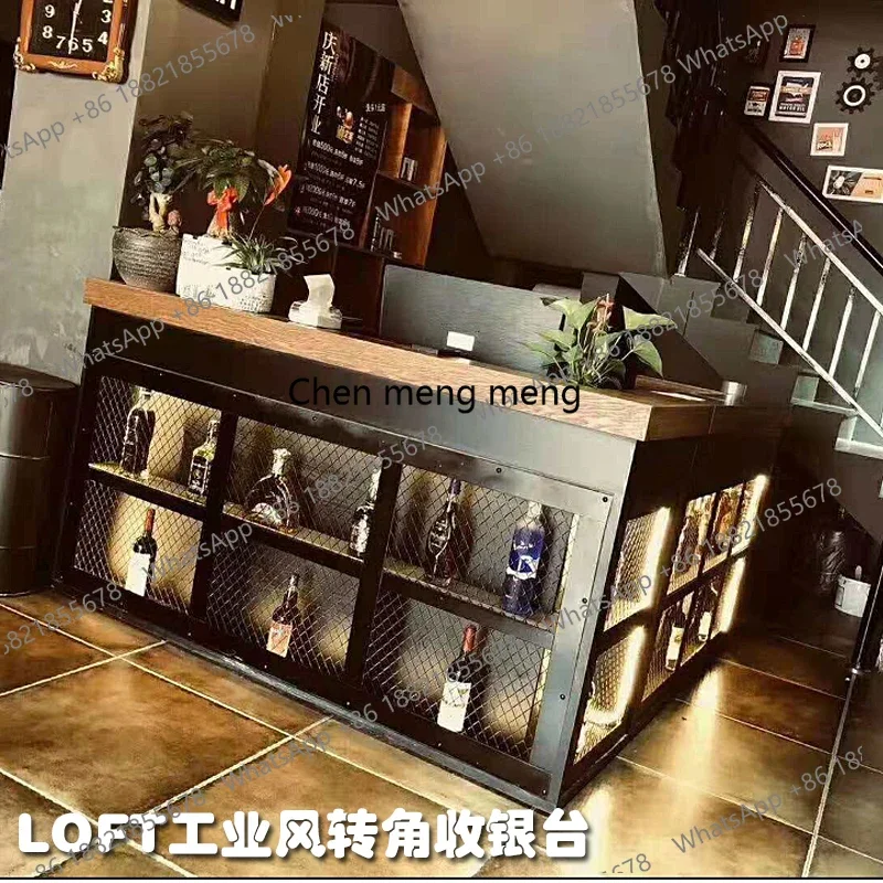 Retro industrial style bar bar table checkout page corner restaurant hot pot restaurant barbecue shop counter wrought iron