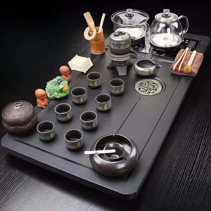 Glass Office Tea Tray Pot Ceramic Decorative Serving Accessories Living Room Tea Tray Hospitality Tableware Bandejas Teaware