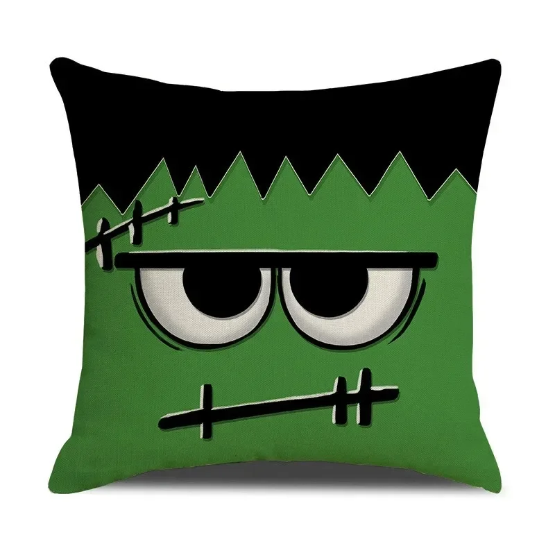 Juste de coussin de visage centralisée d\'expression drôle, décorations de fête de vacances d\'Halloween, adaptée à la maison, salon, canapé,