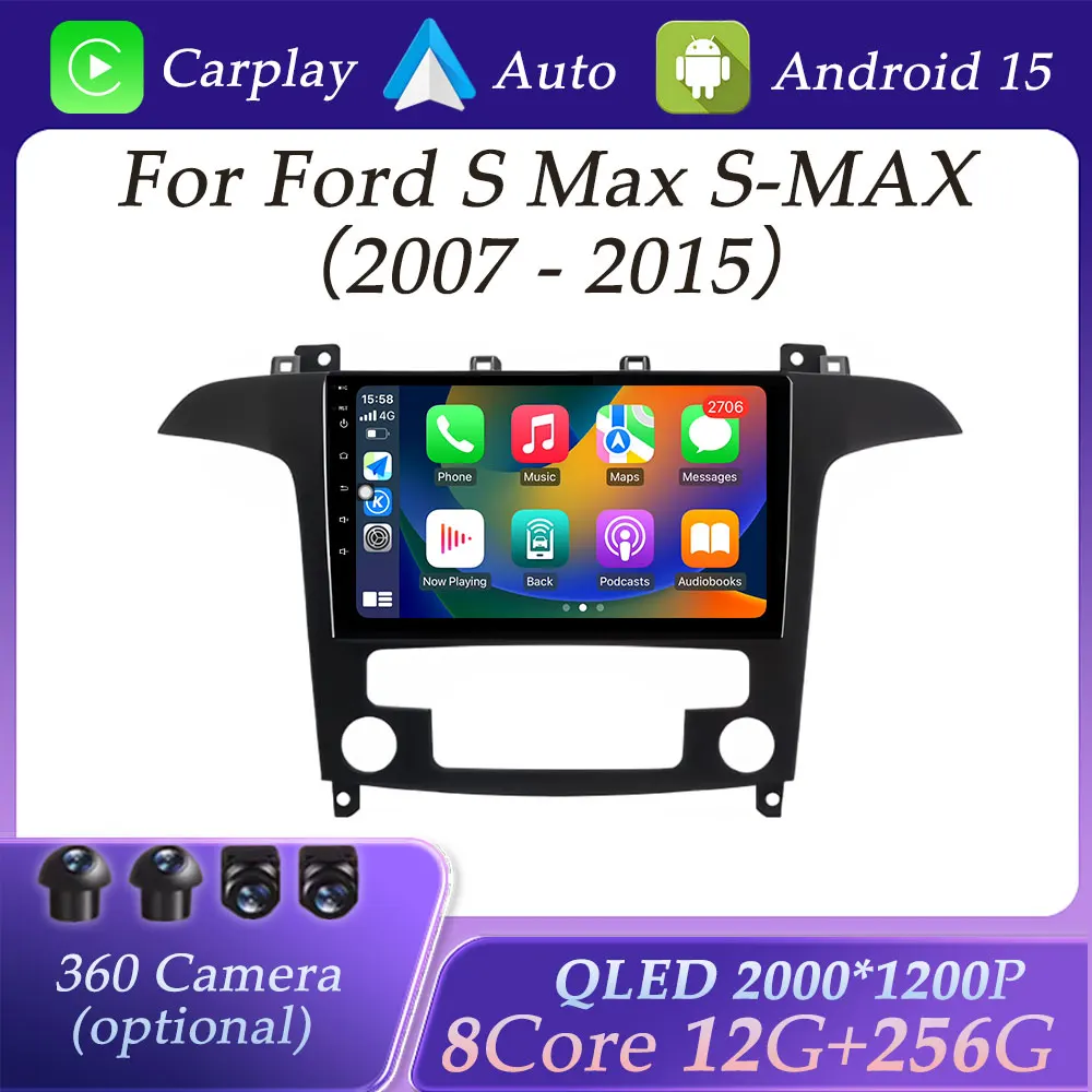 

GPS Navigation Car Radio Video Audio Multimedia Player for Ford S Max S-MAX 2007 - 2015 Carplay DSP Stereo BT WiFi Split Screen