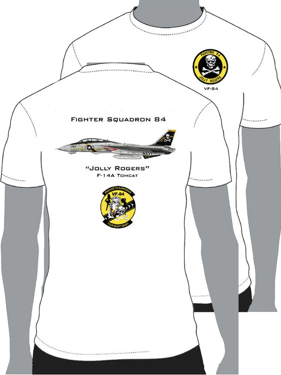 VF-84 Jolly Rogers Squadron F-14 Tomcat Fighter T-Shirt 100% Cotton O-Neck Summer Short Sleeve Casual Mens T-shirt Size S-3XL