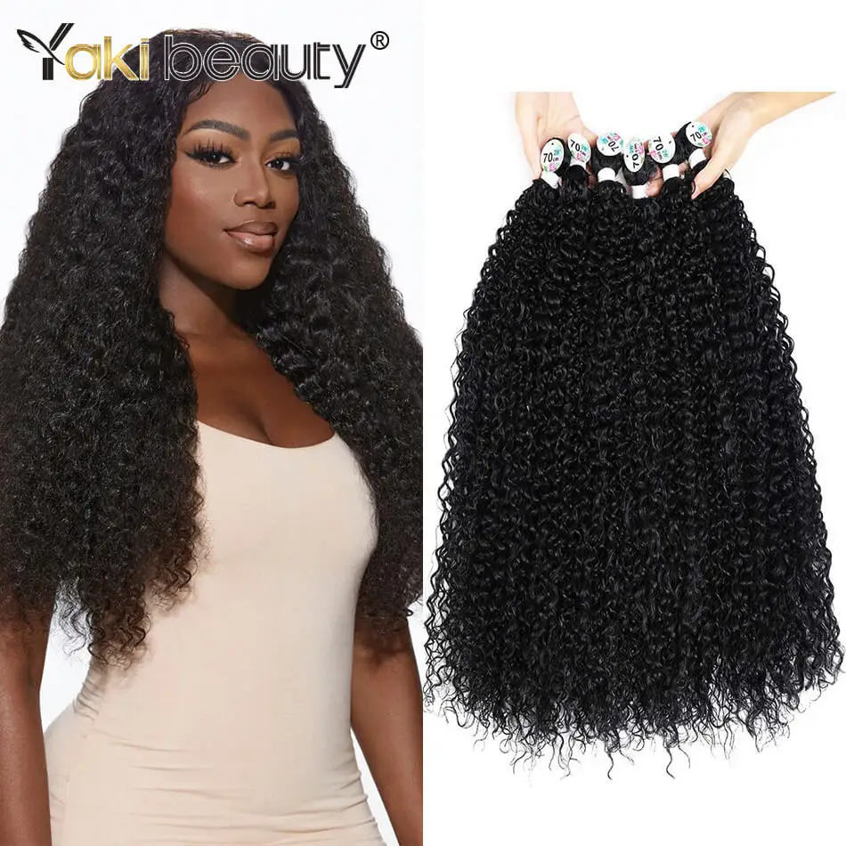 Fasci di capelli ricci Jerry sintetici capelli ricci crespi tessere Lindona seta di ghiaccio organica 65/70CM estensioni dei capelli di YAKI BEAUTY