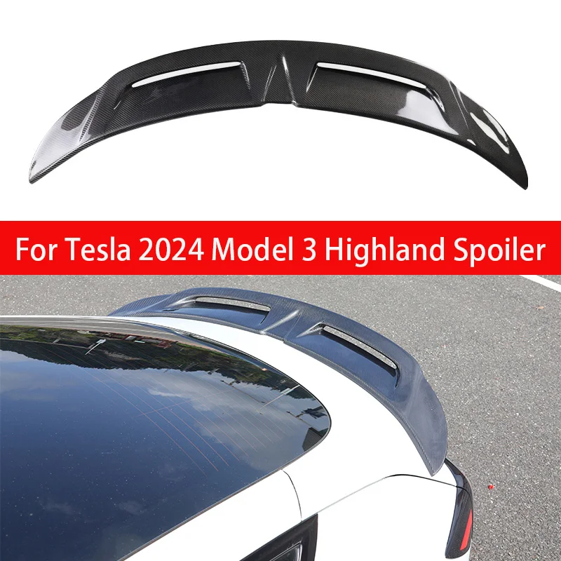 

For Tesla 2024 Model 3 Highland Trunk Cover Trunk Cover Spoiler Bright Black Carbon Fiber Rear Wing Adjustment Kit