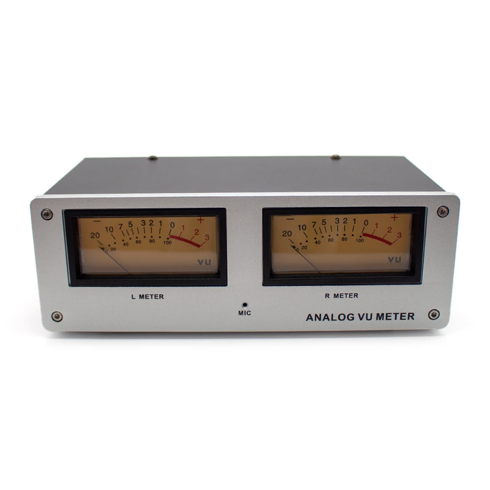 MIC-73 Sound Control Square VU Meter Level Gauge - Aluminum Panel, Warm Backlight, Plug & Play