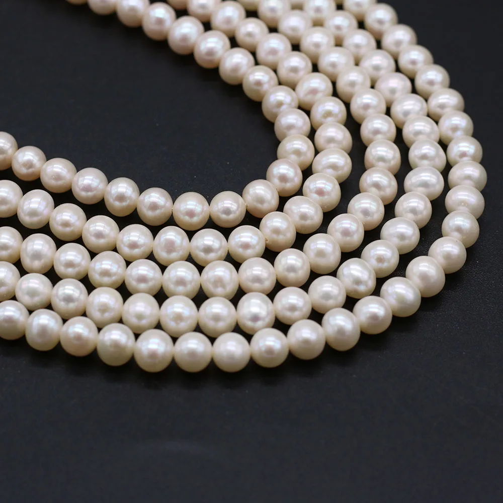 7-8mm Natural Zhuji Freshwater Culture Pearl Beads Loose Round Big Bead for Jewelry Making DIY Nacklace Bracelet Supply