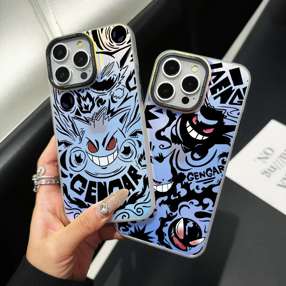 Cute Monster G-Gengars Phone Case for iPhone 16 15 14 Plus 13 12 11 Pro Max X Xs XR 8 7 Gradient Color IMD Hard Cover