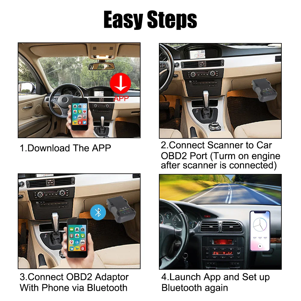 أداة قارئ رموز تشخيص السيارات ، OBD2 ، ماسح ELM327 ، V1.5 ، بلوتوث ، OBD II لنظام Android ، IOS ، Windows