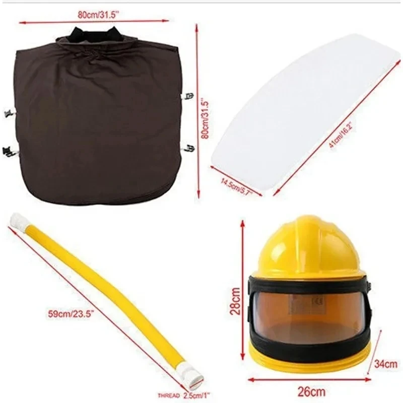 Protective sandblasting helmet, high-quality ABS dust mask, sandblasting protector with temperature adjustment device