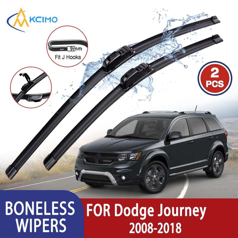 Para Dodge Journey 2008-2018 limpiaparabrisas de coche tipo U limpiaparabrisas de goma suave sin hueso HD limpiaparabrisas automotriz duradero silencioso 24 "+ 18"