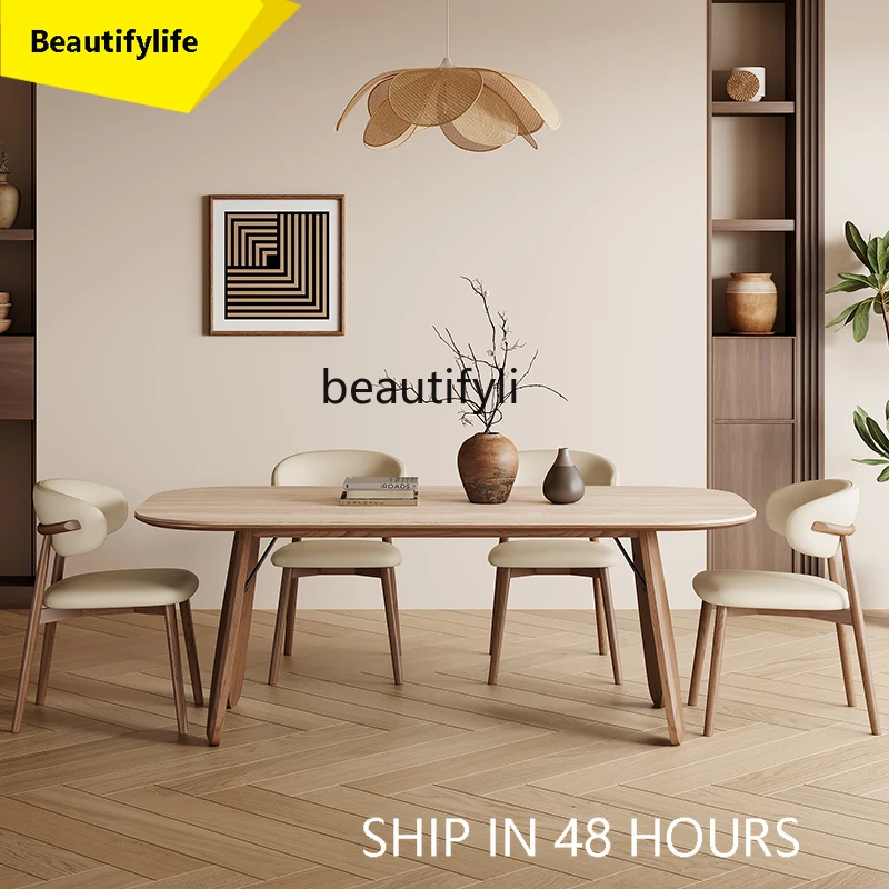 

53French retro solid wood ash wood dining table slate, dining table and chair combination modern and simple