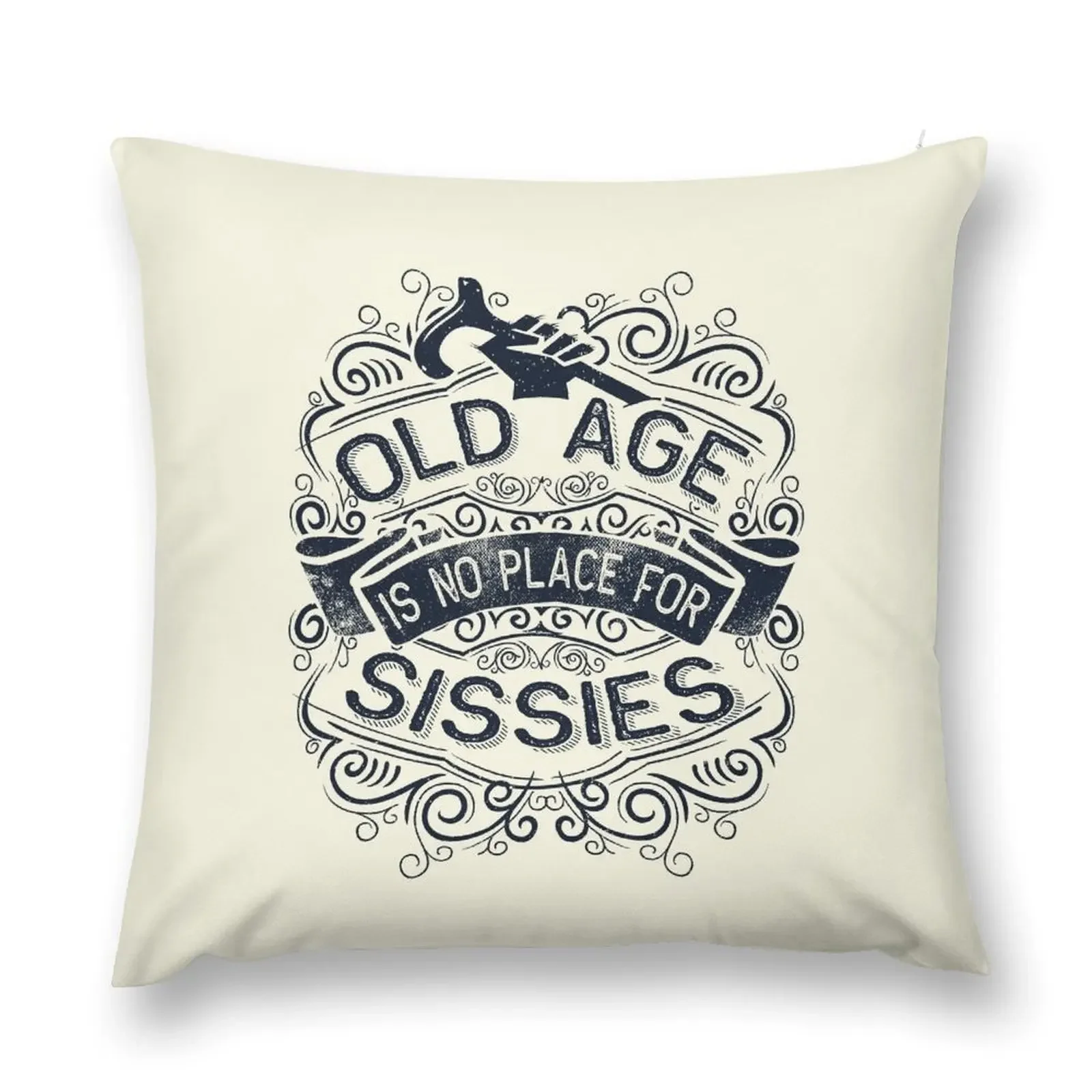 Old Age is no Place for Sissies Throw Pillow Cushion Cover anime girl pillow