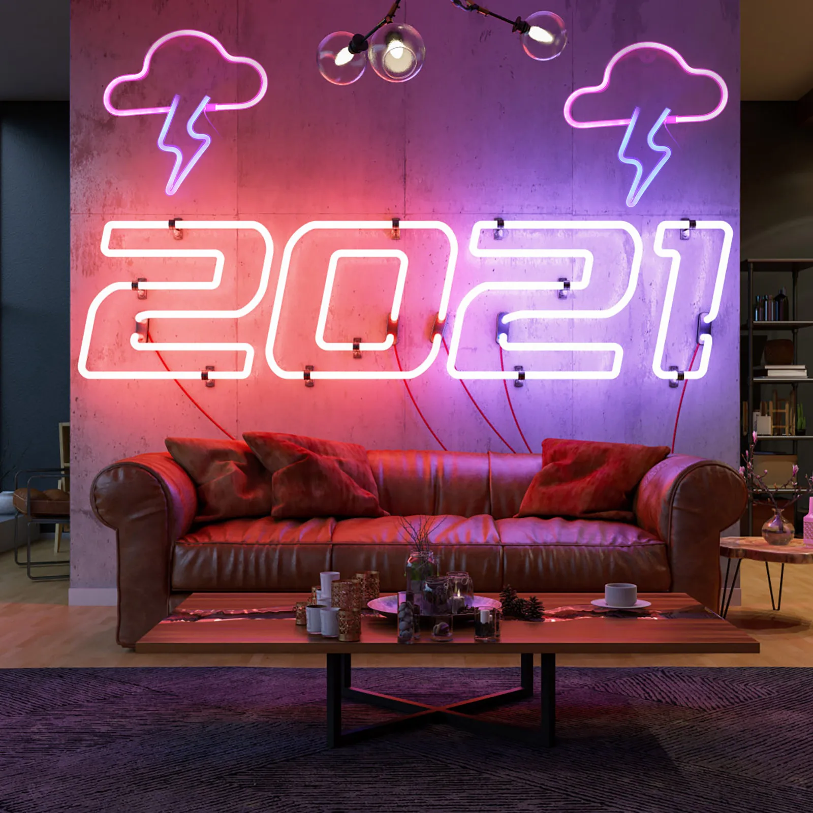 Two-color Neon Light PVC Material Creative Night Lamp Decorative LED USB Romantic Gift for Bedroom Kids Room Party