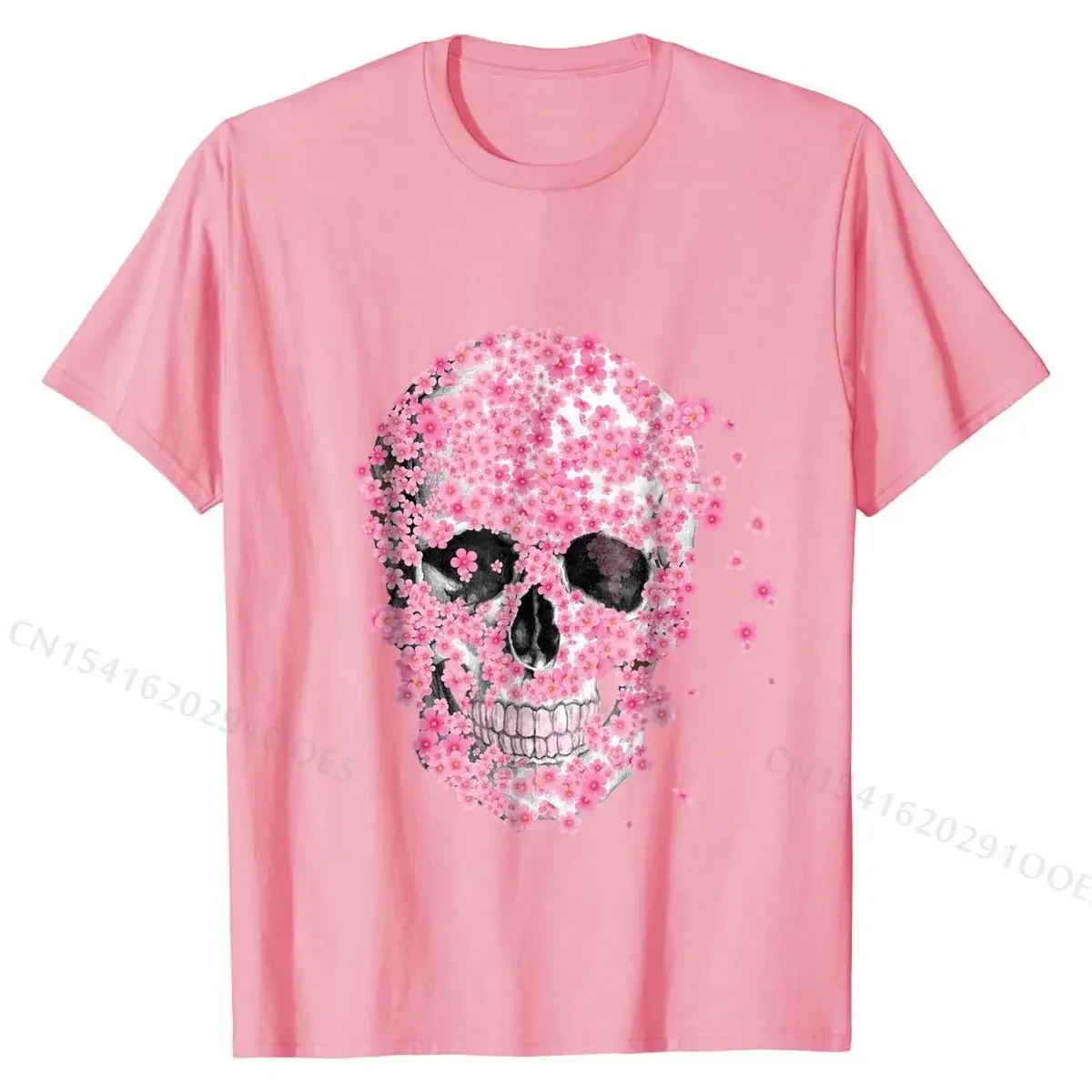 T-Shirt, Horror Skull Cherry Blossom, Japanese Sakura Cotton Men Top T-shirts Casual Tops Shirt Hip Hop Design