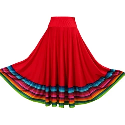 Women Folklorico Dance Skirt Spanish Flamenco Colorful Big Swing Long Skirts Folkloric Mexican Folk Dance Performance Costume