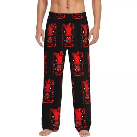 Anpassade herrpyjamasbyxor med tryck, övermänskliga sovkläder och fickor, Deadpool 12 best sales deadpool-byxor - №1