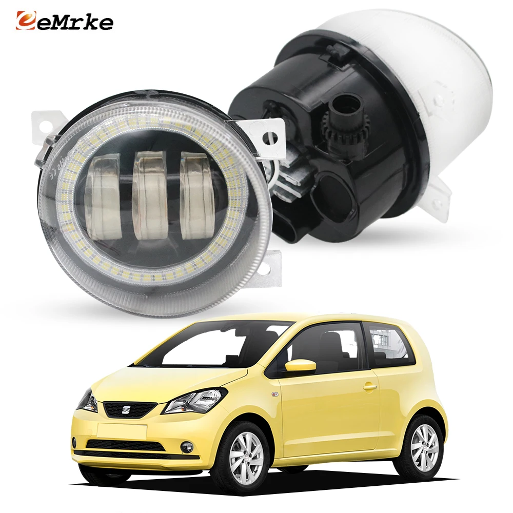 

Пара светодиодных противотуманных фар Angel Eye DRL для Seat Mii KF1, KE1 Skoda Citigo NF1 2012-2017, линзы противотуманных фар, дневные ходовые огни, фары
