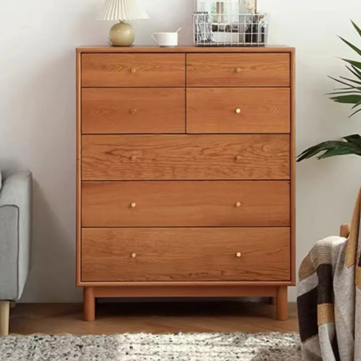 

Комод из вишневого дерева для спальни, полностью из массива дерева, шкаф для хранения вещей, комод из дуба