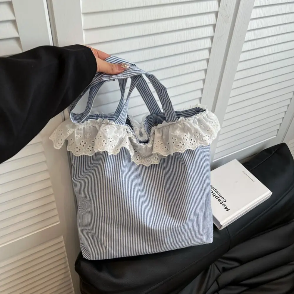

Casual Flower Embroidery Lace Shoulder Bag Embroidered Floral Canvas Tote Bag Lightweight Large Capacity Women's Handbag Summer