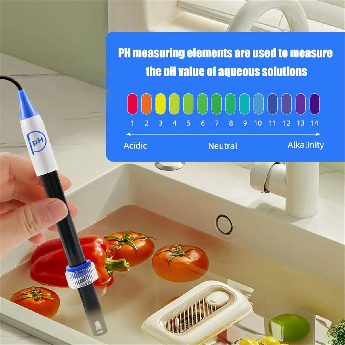 ◆♦Top Rated-PH Electrode Probe with BNC Connector 0-14pH Range Water Quality PH Sensor for Lab Aquarium Industrial Pool PH Meter