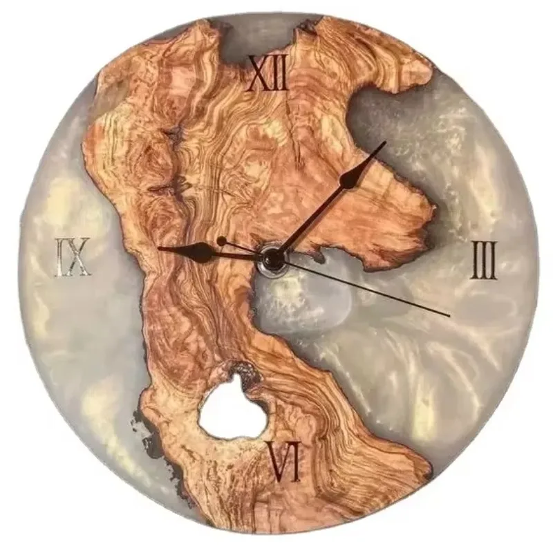 Multi-color Household Wall Clock Epoxy & Wood High Quality Unique Design Wooden Wall Clock Wall Clock Watch