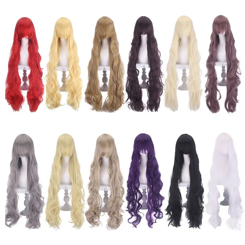 

12 Colors 100cm Long Curly Cosplay Wigs Women Wave Synthetic Hair