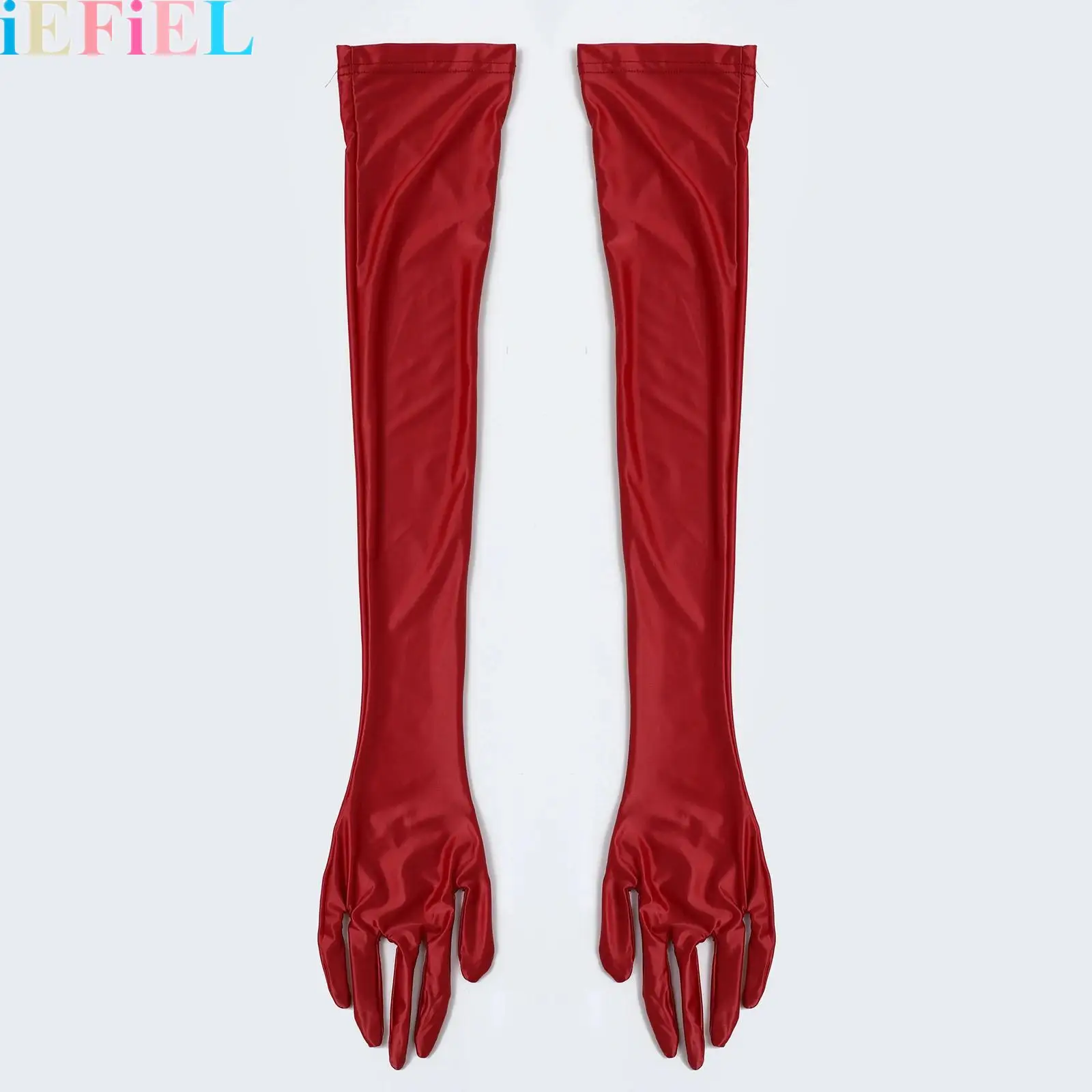 

Women Long Highly Elastic Gloves Shimmer Glossy Five-finger Gloves for Party Club Outdoor Activities